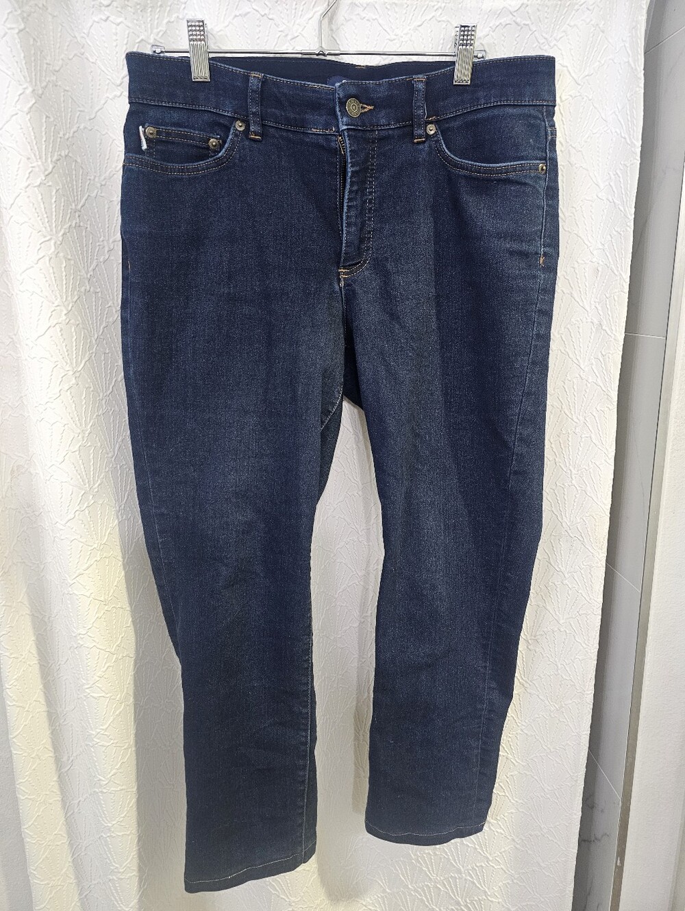 Women's Size 12 Dark Blue Straight Leg Jeans By CHAPS - Great Brand & Condition!